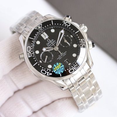 TVS Factory Omega Seamaster 300m 44mm Chronograph 9900 Movement Ceramic Bezel Stainless Steel Strap Men Watch